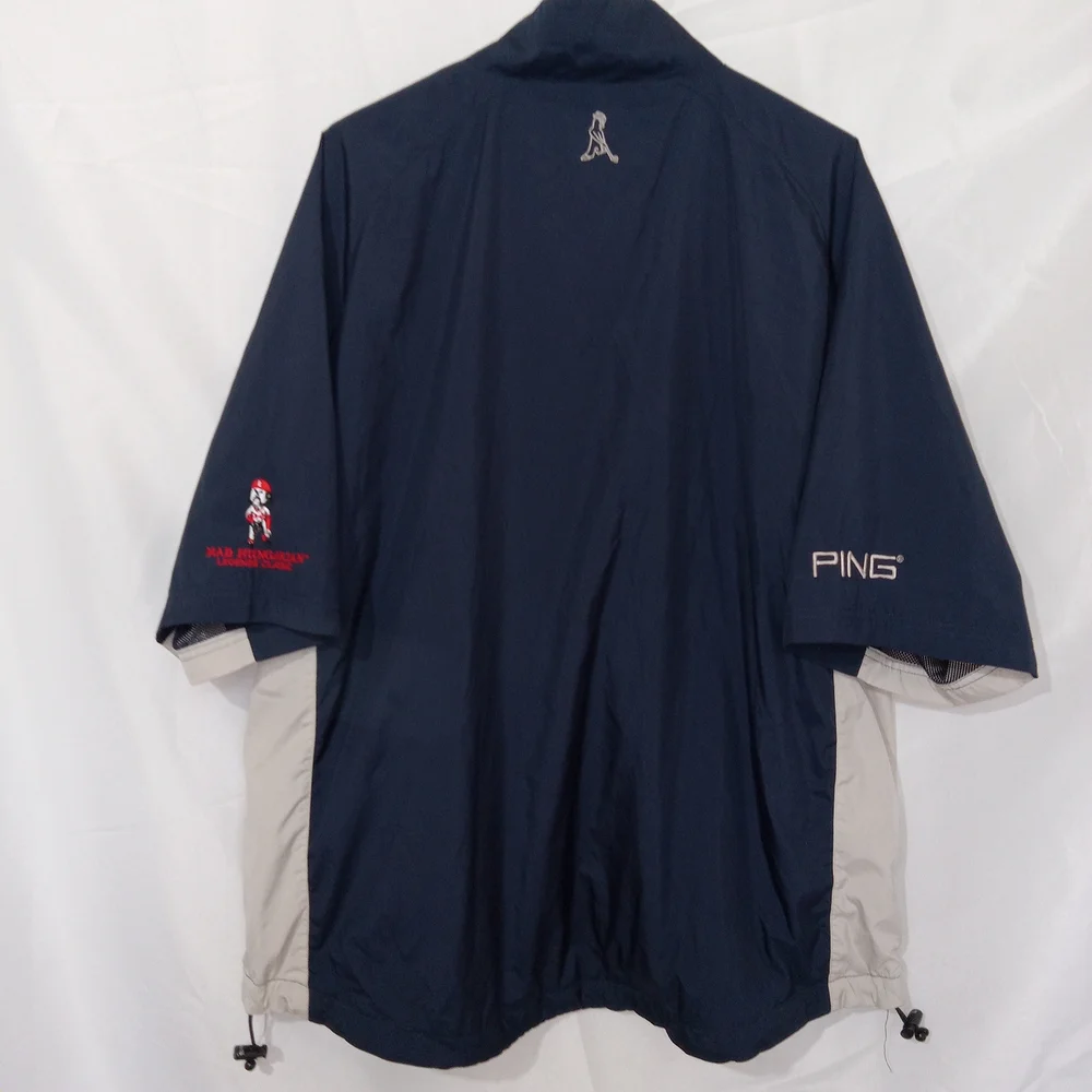 Ping Windbreaker Pullover 1/2 Snap Up Jacket Short Sleeve Men's Navy L Golf